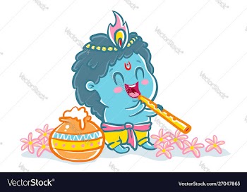Little krishna in kawaii style vector image