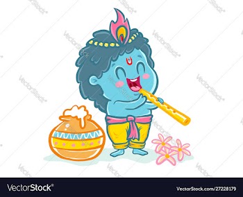 Little krishna in kawaii style vector image