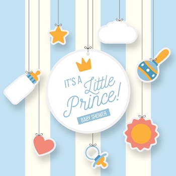 Little prince boy baby shower Free Vector