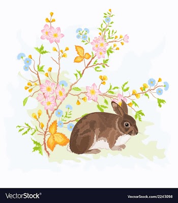Little-rabbit-under-rosehip vector image