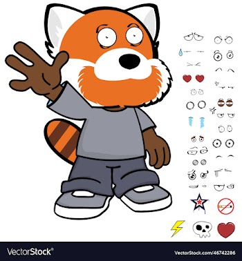 little red panda kid character cartoon clothing