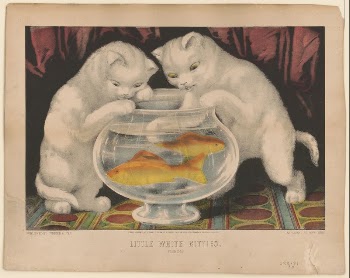 Little white kitties: fishing (1871) | Free Photo - rawpixel