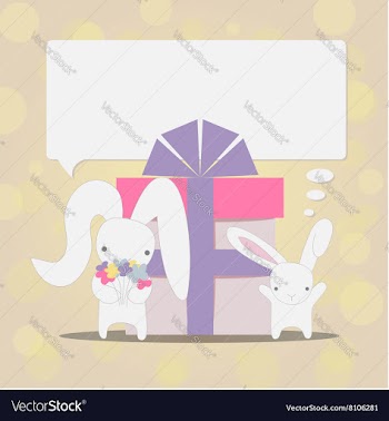  					Little white rabbits Birthday vector image														