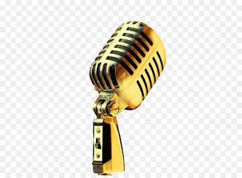 Little White School Museum Microphone Royalty-free - FIG golden microphone 