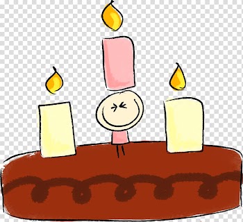 LittlePeople Birthday Freebie, brown cake with candles transparent background PNG clipart