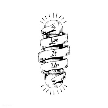 Live it up banner wrapped around a skateboard | Free stock vector - 470877