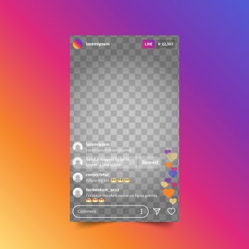 Live stream instagram interface template Free Vector