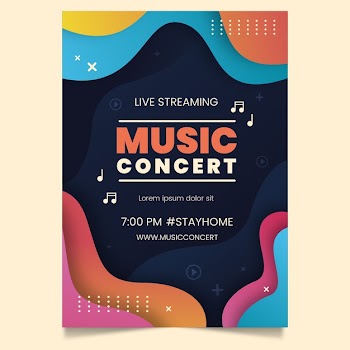 Live stream music concert poster template Free Vector