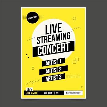 Live streaming music concert poster Free Vector