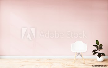 Living room with a pink wall