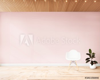 Living room with a pink wall