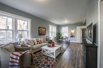 Living Room With Sofa and Cabinets