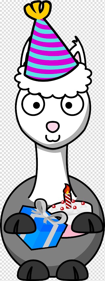 Llama Alpaca , Birthday transparent background PNG clipart