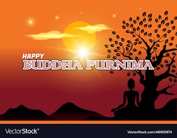 llustration of meditating buddha view under the