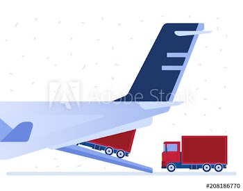 Loaded trucks transported by airplane