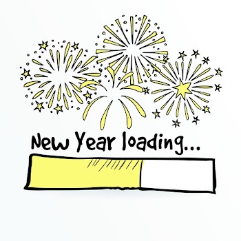 Loading bar with fireworks, new year, anniversary or party concept, vector illustration sketch