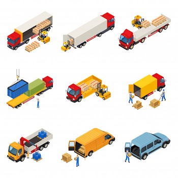 Loading of goods set Free Vector