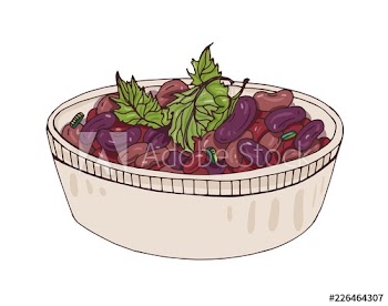 Lobio in bowl decorated with cilantro