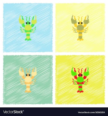 Lobster in hatching style vector image