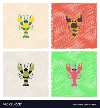 Lobster in hatching style vector image