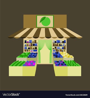 Local fruit and vegetables store building vector image