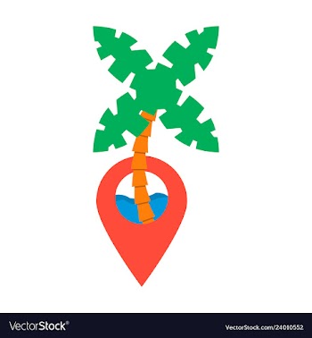 Location icon from sea and palms flat style for vector image