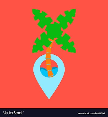 Location icon from sea and palms flat style for vector image