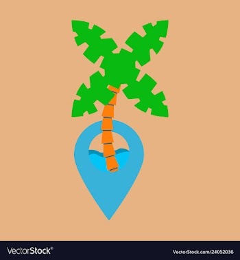 Location icon from sea and palms flat style for vector image