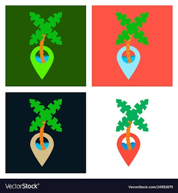 Location icon from sea and palms flat style for vector image
