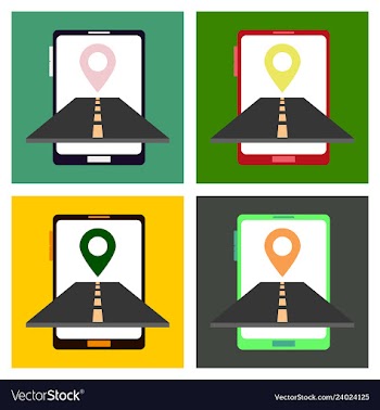 Location icon onroad inmobile phone flat style vector image