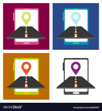 Location icon onroad inmobile phone flat style vector image