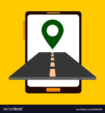 Location icon onroad inmobile phone flat style vector image