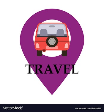 Location icon with car flat style for graphic vector image