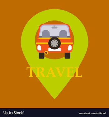 Location icon with car flat style for graphic vector image