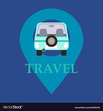 Location icon with car flat style for graphic vector image