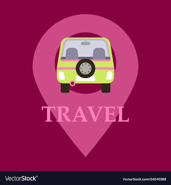 Location icon with car flat style for graphic vector image