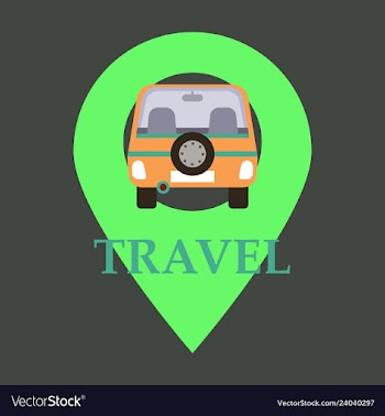Location icon with car flat style for graphic vector image
