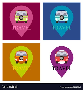 Location icon with car flat style for graphic vector image