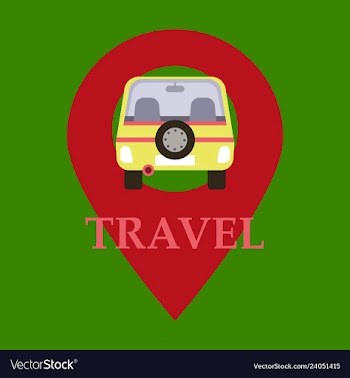 Location icon with car flat style for graphic vector image