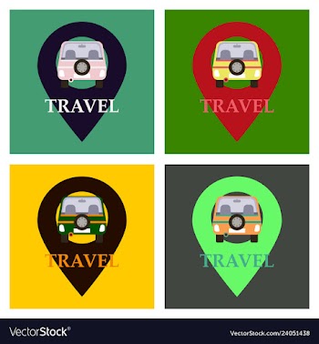 Location icon with car flat style for graphic vector image