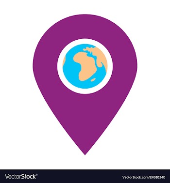 Location icon with globe in middleflat style for vector image