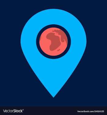 Location icon with globe in middleflat style for vector image