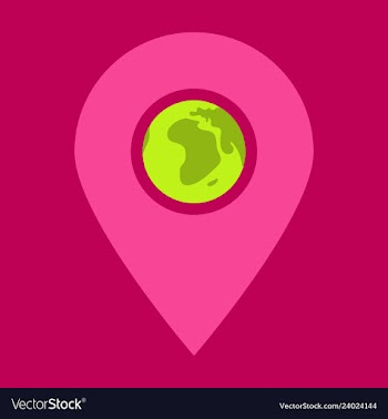 Location icon with globe in middleflat style for vector image