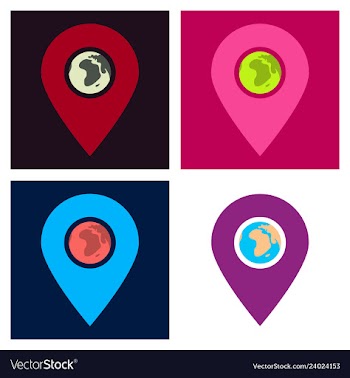 Location icon with globe in middleflat style for vector image