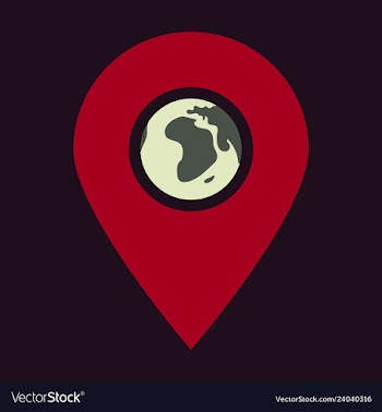 Location icon with globe in middleflat style for vector image