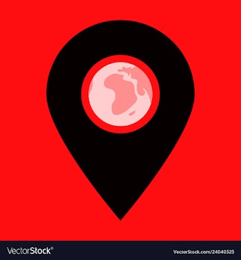 Location icon with globe in middleflat style for vector image