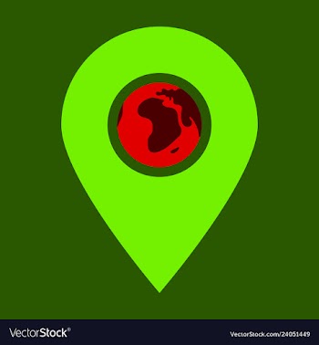 Location icon with globe in middleflat style for vector image