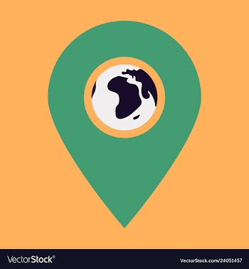 Location icon with globe in middleflat style for vector image