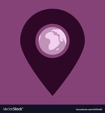 Location icon with globe in middleflat style for vector image