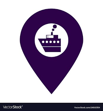 Location icon with ship flat style for graphic vector image